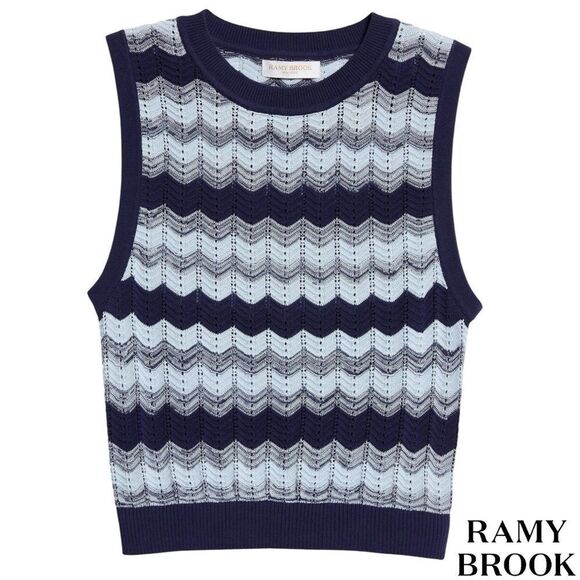 Ramy Brook **NWT** Bonnie Bonnie Sleeveless Knit Sweater in Navy Blue Twist - Picture 7 of 14